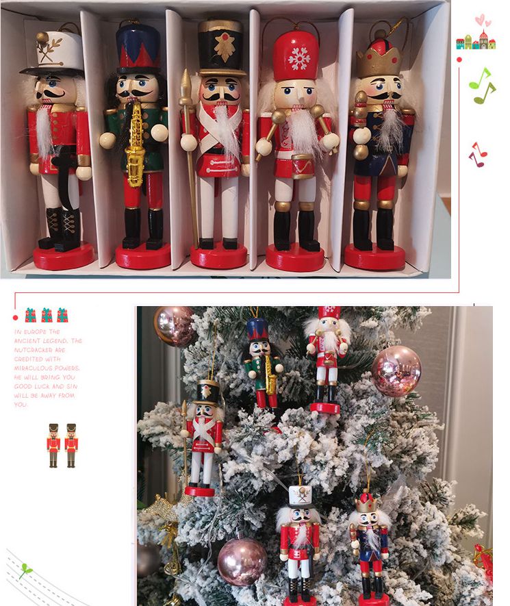 Nutcracker Figurine - 5/6Pcs Vrolijk Kerstfeest Decoraties Kids Notenkraker