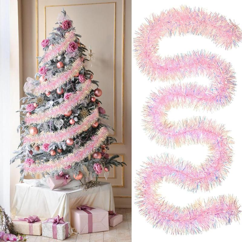 Tinsel Garland Decoration - 1/3/5 STUKS 2M Roze Kerstgirlande Metallic